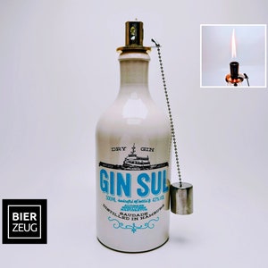 Gin Oil Lamp &quot;Sul&quot; | Handmade Oil Lamp from Gin Sul Bottles | Upcycled | Handcrafted | Unique | Gift | Hamburg | Decor | H 24cm