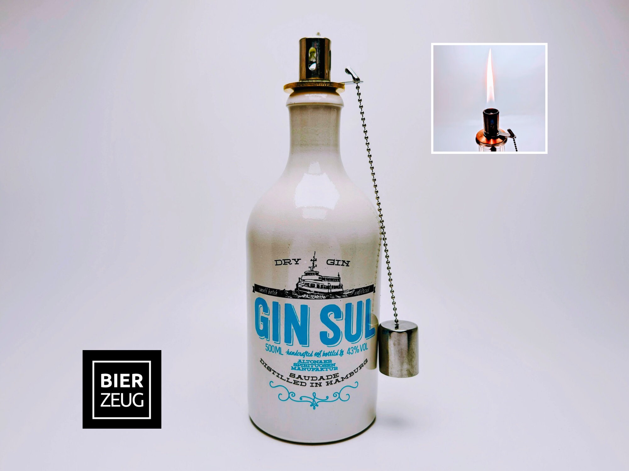 Gin Öllampe Sul Handgemachte Öllampe aus Gin Sul Flaschen