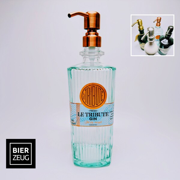 Gin-Seifenspender “Le Tribute“ | Upcycling Pumpspender aus Le Tribute Gin Flasche | Nachfüllbar mit Seife | Bad Deko | Geschenk Spanien