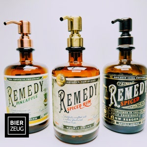 Rum Soap Dispenser &quot;Remedy Refresh&quot; | Upcycled pump dispenser made from Remedy Rum bottle | Refillable | Bathroom decoration | Caribbean gift | 700ml