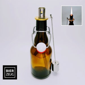 Swing Top Bottle Oil Lamp &quot;Hoop Burner&quot; | Handmade Oil Lamp from Beer Bottles | Ideal for Garden & Balcony | Perfect Beer Lover Gift