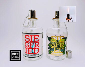 Siegfried Gin Oil Lamp | Handmade oil lamp made from Siegfried Gin bottles | Upcycled, handcrafted, unique | Decoration & Gift Idea
