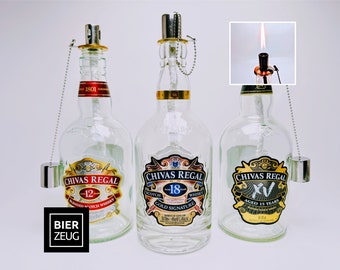 Lampa naftowa w kolorze whisky „Chivas Glow” | Ręcznie robiona lampa naftowa z butelek Chivas Regal | Z recyklingu | Unikat | Prezent | Szkocja | Wystrój