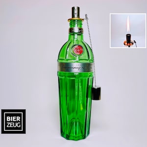 Gin Öllampe “Tanqueray“ | Handgemachte Öllampe aus Tanqueray Gin Flaschen | Upcycling | Handgemacht | Individuell | Geschenk | Deko | H:30cm