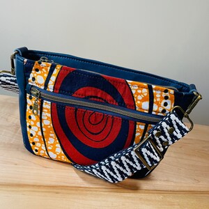 African Wax Print Navy Purse | Crossbody