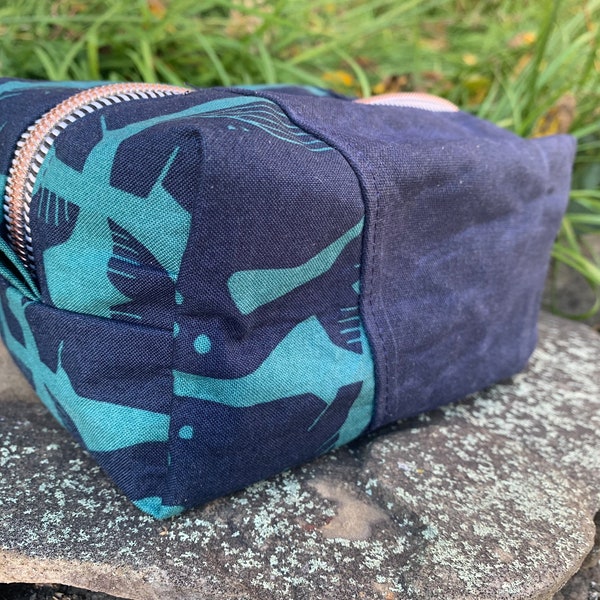 Grumpy Whale Cosmetic | Waxed Canvas Travel bag