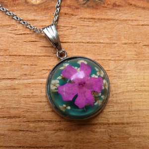 Echte Dillblüten Kette, echte Blüten, nickelfrei, filigran, hypoallergen, handgemacht, Edelstahl, Stainless Steel, Einzelstück