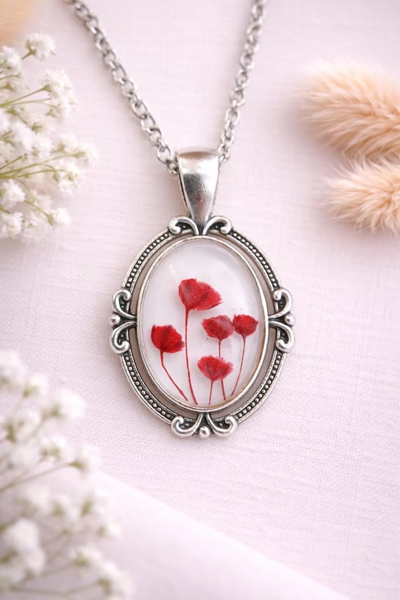 ネックレス・ペンダント real flower necklace Real Flower Necklace, Real Blossoms, Pendant and Chain, Unique