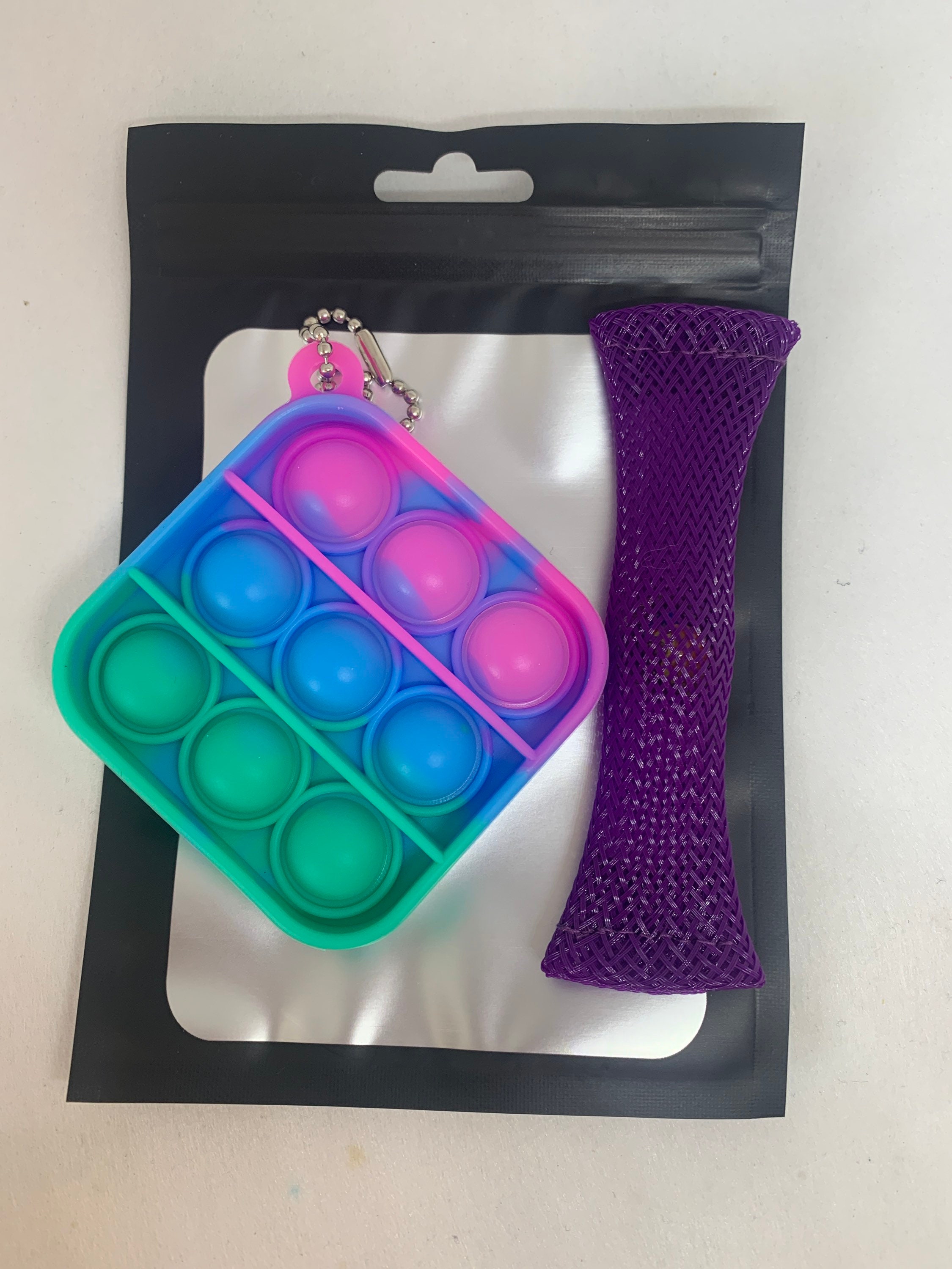 Mini push pop it keychain and marble fidget toy both in green Etsy