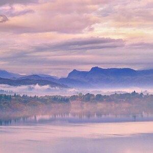 Fotografía de paisaje del amanecer en el Distrito de los Lagos - Tarjeta de felicitación de lujo en blanco