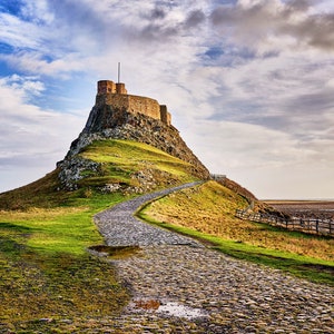 Lindisfarne Castle, Holy Island, Northumberland - luxe blanco wenskaart