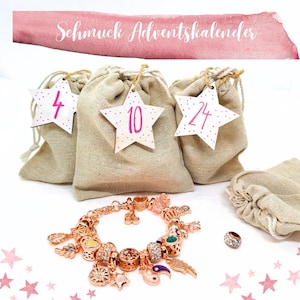 Jewelry Advent Calendar 2025 rose gold bracelet with 24 charms Advent Calendar Ladies Advent Calendar filled, special Advent Calendar