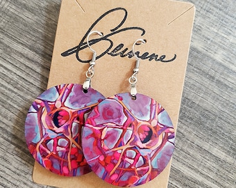 Pink Astrocyte Round Earrings