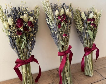 Dried Rose & Lavender Bouquet | Everlasting Flower Arrangement | Bridesmaid Bouquet