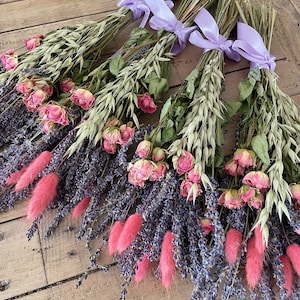 Dried Flowers Everlasting Rose & Lavender Bouquet Arrangement UK
