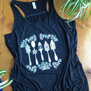 Ladies Absinthe Spoons Tank | Black Racerback Flowy Top