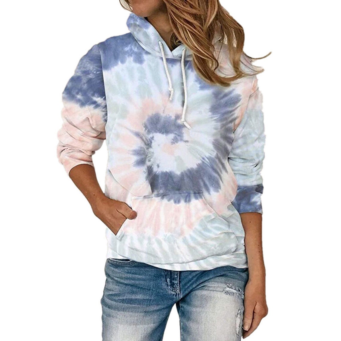 TieDyed Hoodie With Pocket Purple TieDyed Hooded Etsy