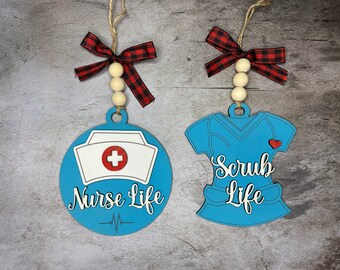Nurse Life Car Charm.  Scrub Life Car Charm. Car Charm. Ornament. Bag Tag