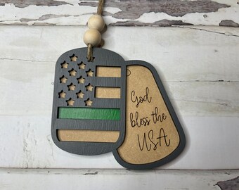 Military Dog Tag Ornaments. Various Saying.  Ten To Choose From..