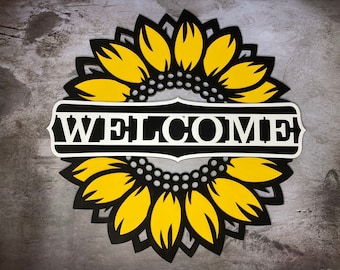 Sunflower Door Hanger.  Welcome Sign.  Hey Yall Sign.