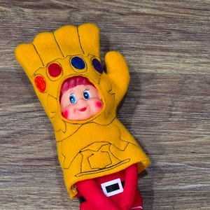 Infinity Gauntlet Elf Costume: Embroidered Fleece Shirt for 12&quot; Dolls