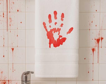 Bloody Hand Towel: Spooky Halloween Decor - Horror Bathroom or Kitchen