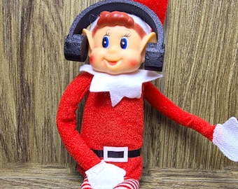 Auriculares en miniatura para elfo navideño - Accesorio para muñeca de vigilancia para repisa o estante - Accesorio de audio impreso en 3D