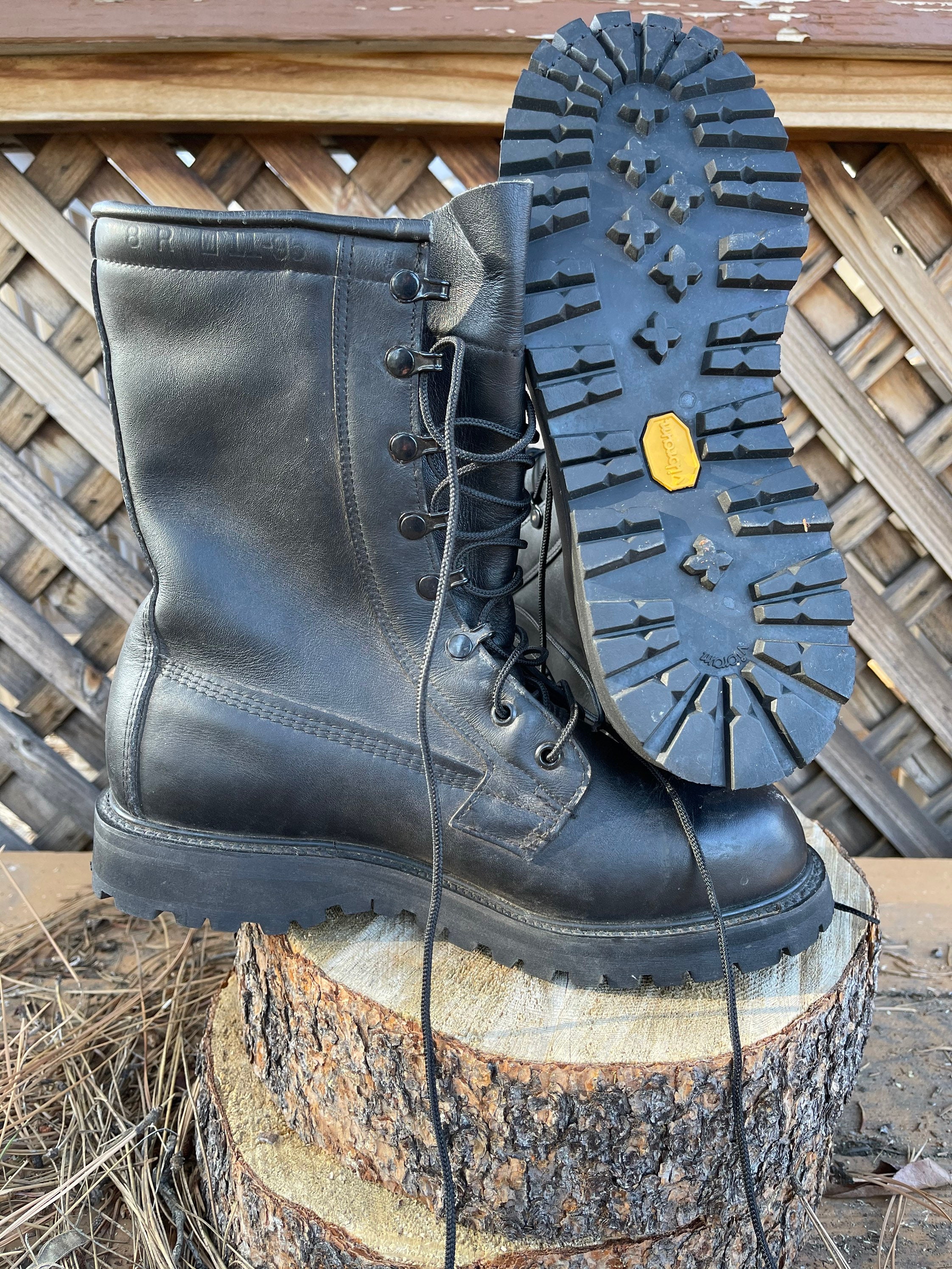 Insulated Leather Military Combat Boots With Vibram Souls Etsy