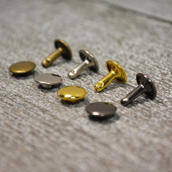 100 Sets Rivets, Double Cap Rivets, Leather Rivets, Leatherworking Rivets, Gold Rivets, Silver Rivets, Gunmetal Rivets, Antique Brass Rivets