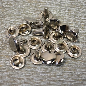 Silver Rivets for Leather - 50ct 6mm Silver Cap Rivet Studs - Fast