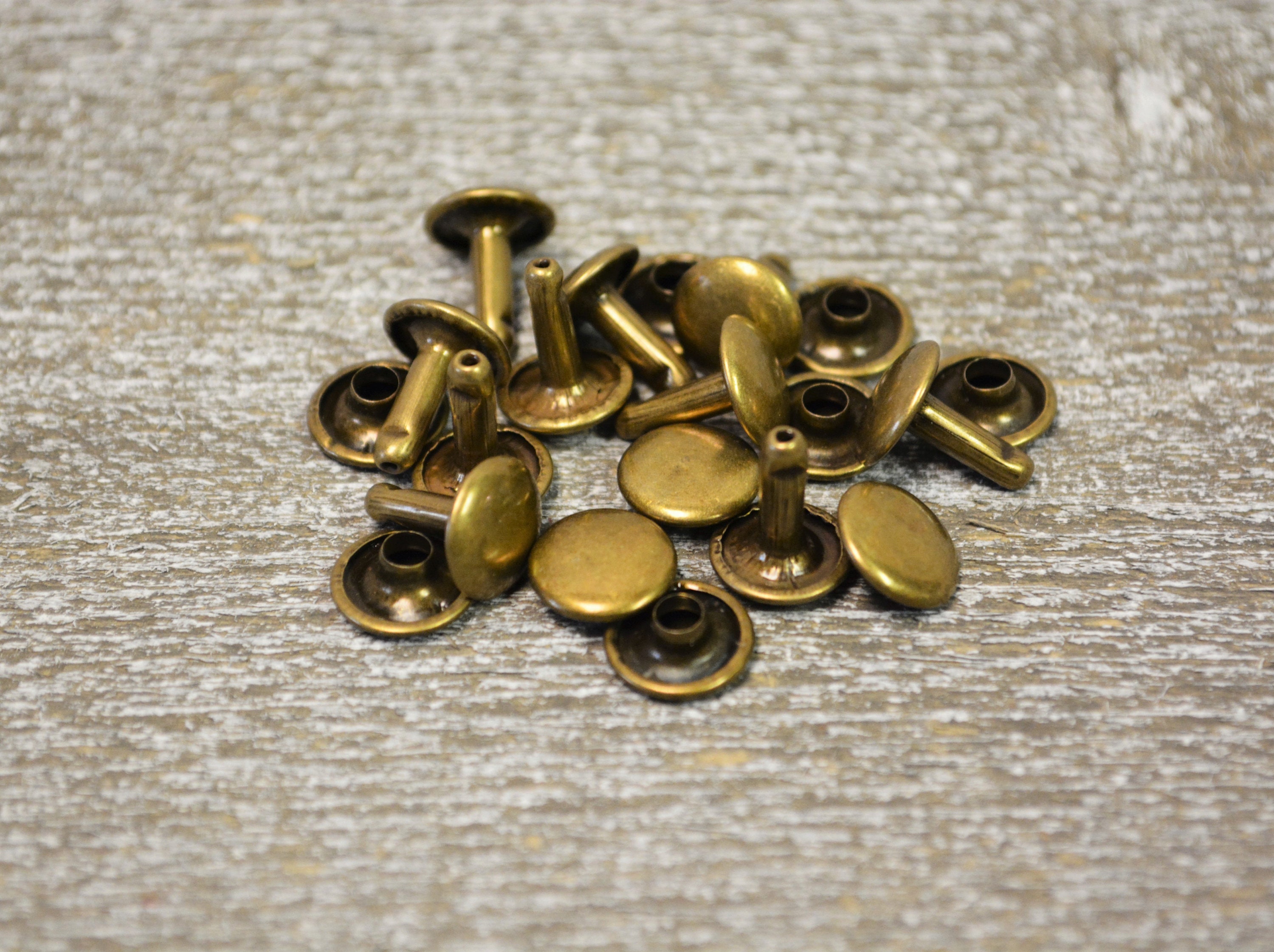 100 Sets Rivets, Double Cap Rivets, Antique Brass Leather Rivets ...