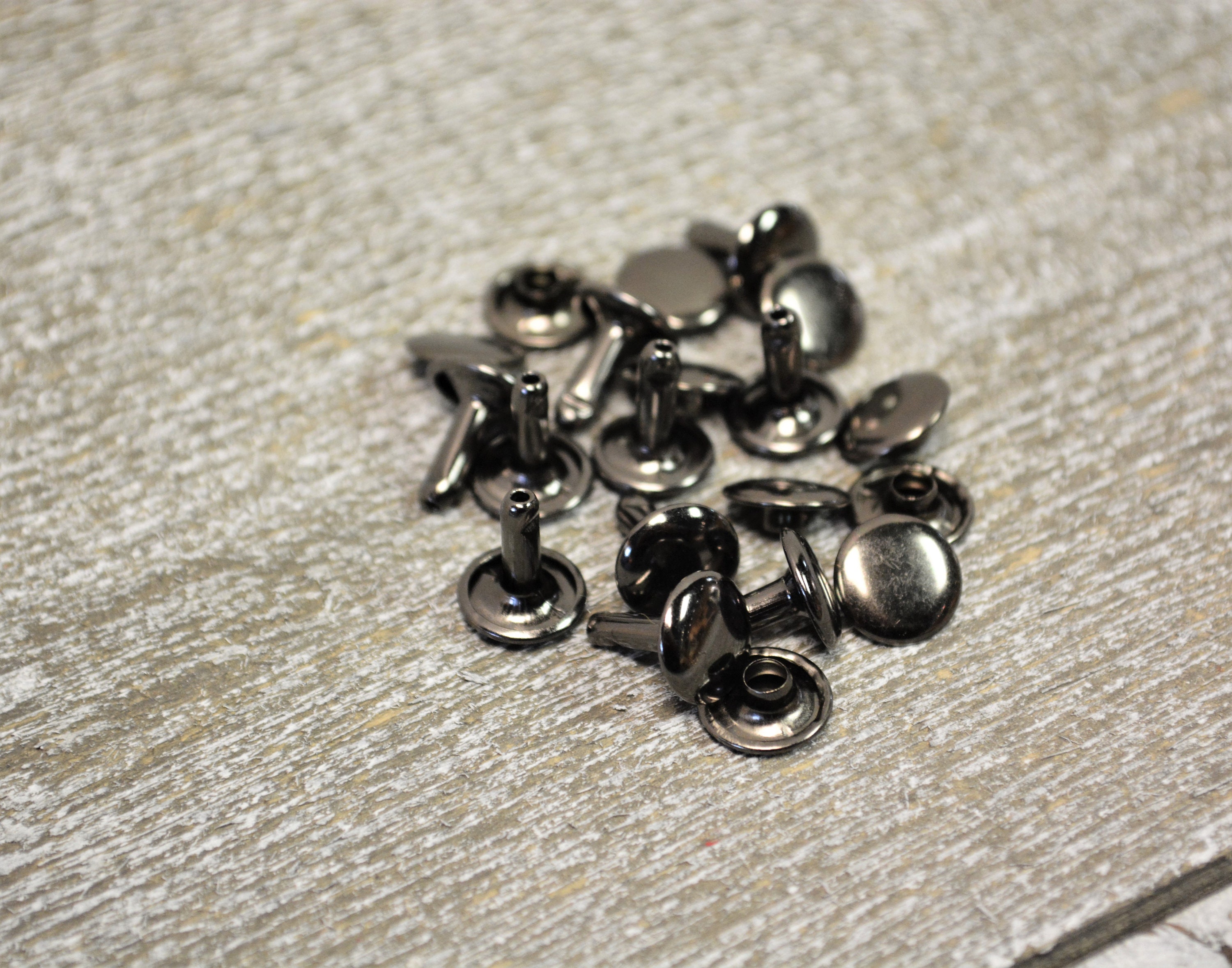 100 Sets Rivets, Gun Metal Double Cap Rivets, Gun Metal Leather Rivets ...