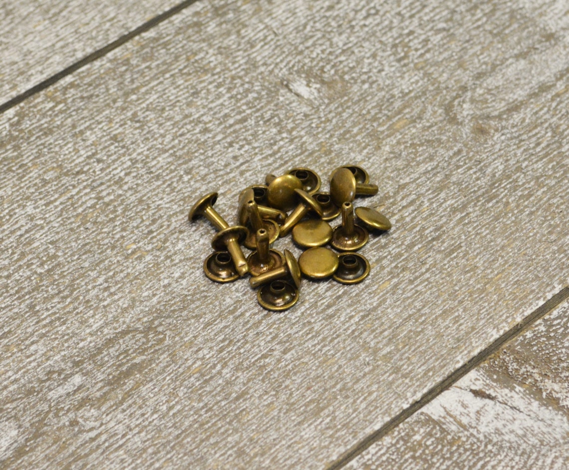 100 Sets Rivets, Double Cap Rivets, Antique Brass Leather Rivets ...