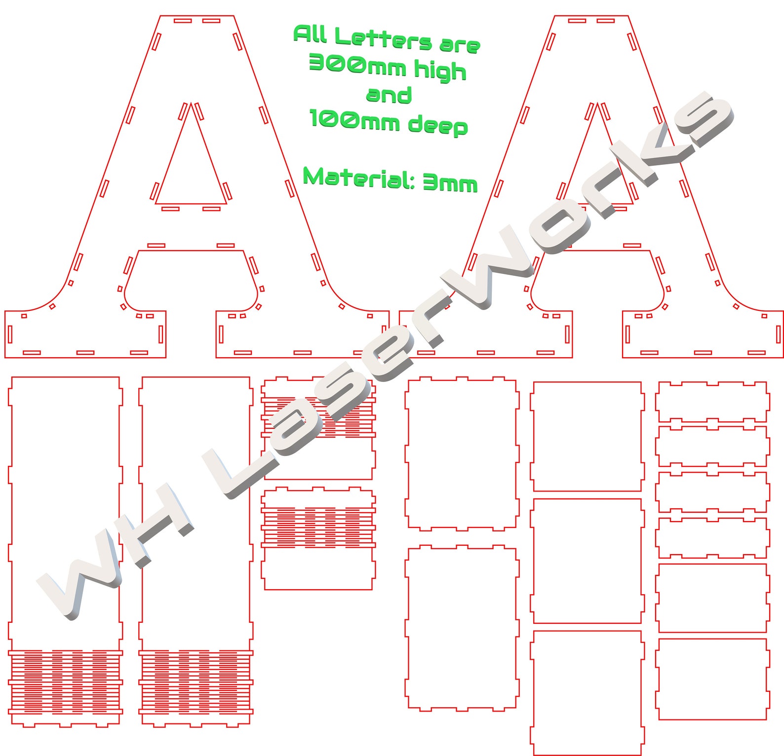 Alphabet Boxes 3D Alphabet Digital Lasercut File Etsy UK