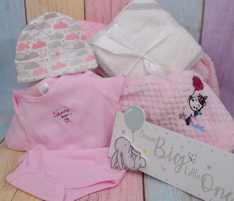 Personalised baby girl hamper Unique baby shower gift basket ideas Baby shower gift hamper New baby girl gift UK Newborn girl gift