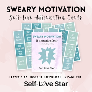 Sweary Motivation | Printable Affirmation Cards | Self-Love | Personal Growth | Instant Download