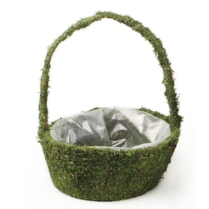 Kosz z zakonserwowanego mchu: doniczka na kompozycje kwiatowe 11,2″ x 4,7″/13,8″