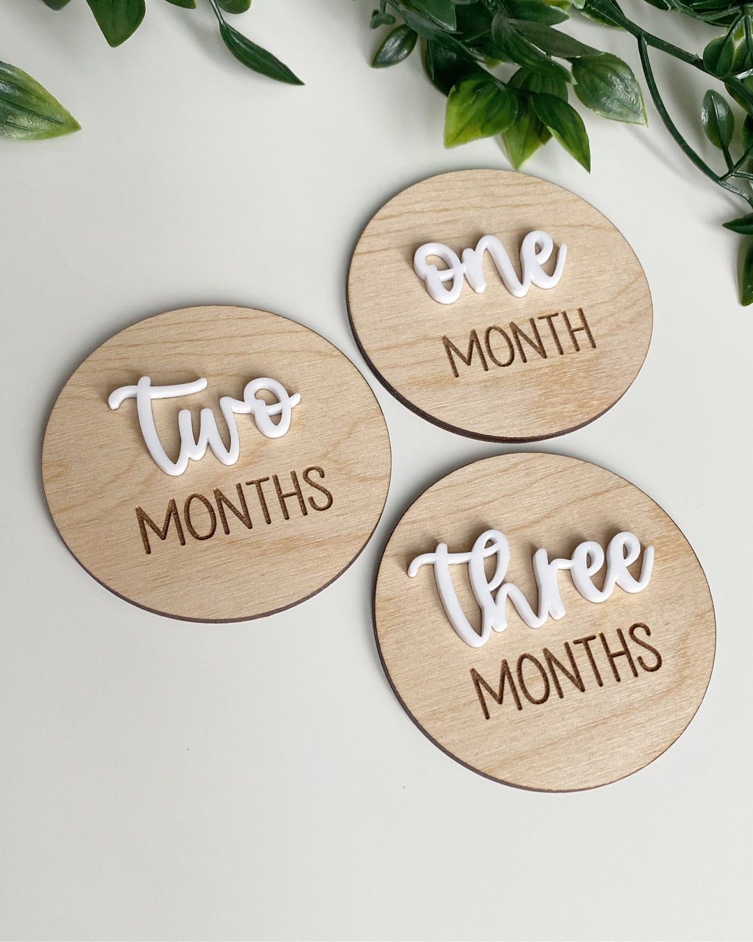 3D Wooden Monthly Milestone Discs for Baby Photos | Newborn Milestone ...