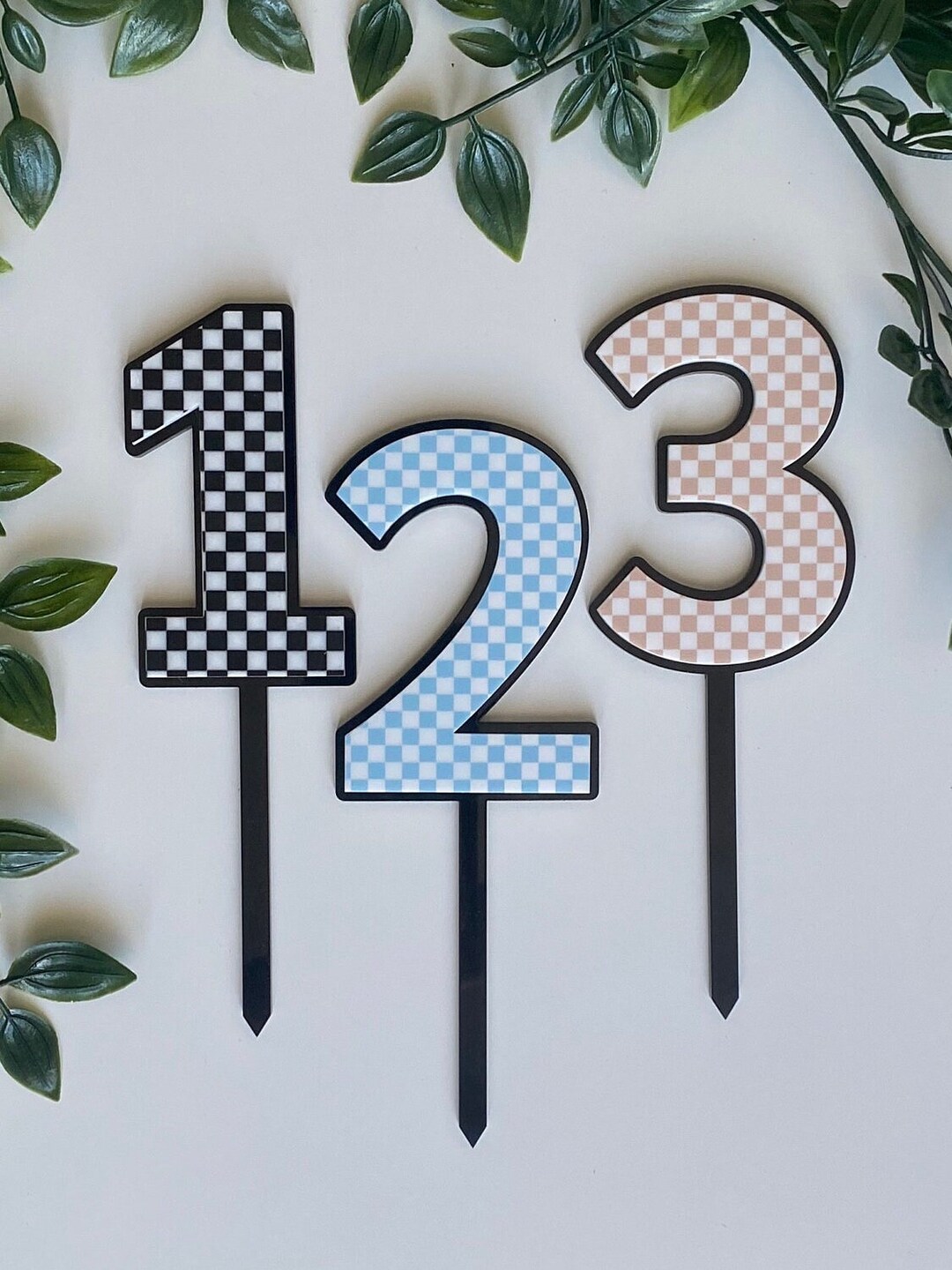 Checkered Number Cake Topper | Race Car Theme Birthday Decor | Rad Dude ...