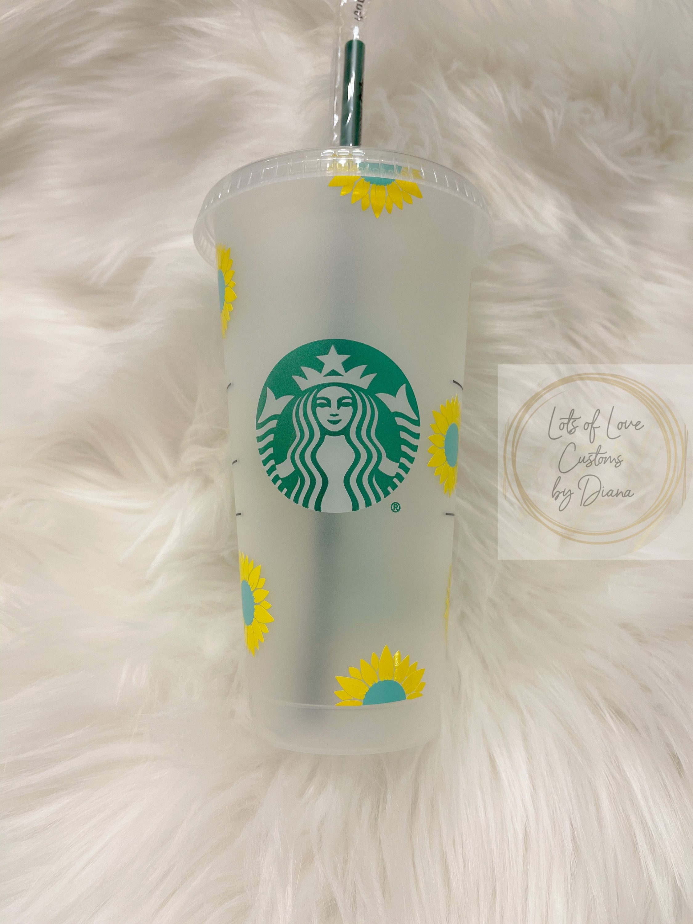 Teal sunflower Starbucks cup 24 oz personalized with name Etsy