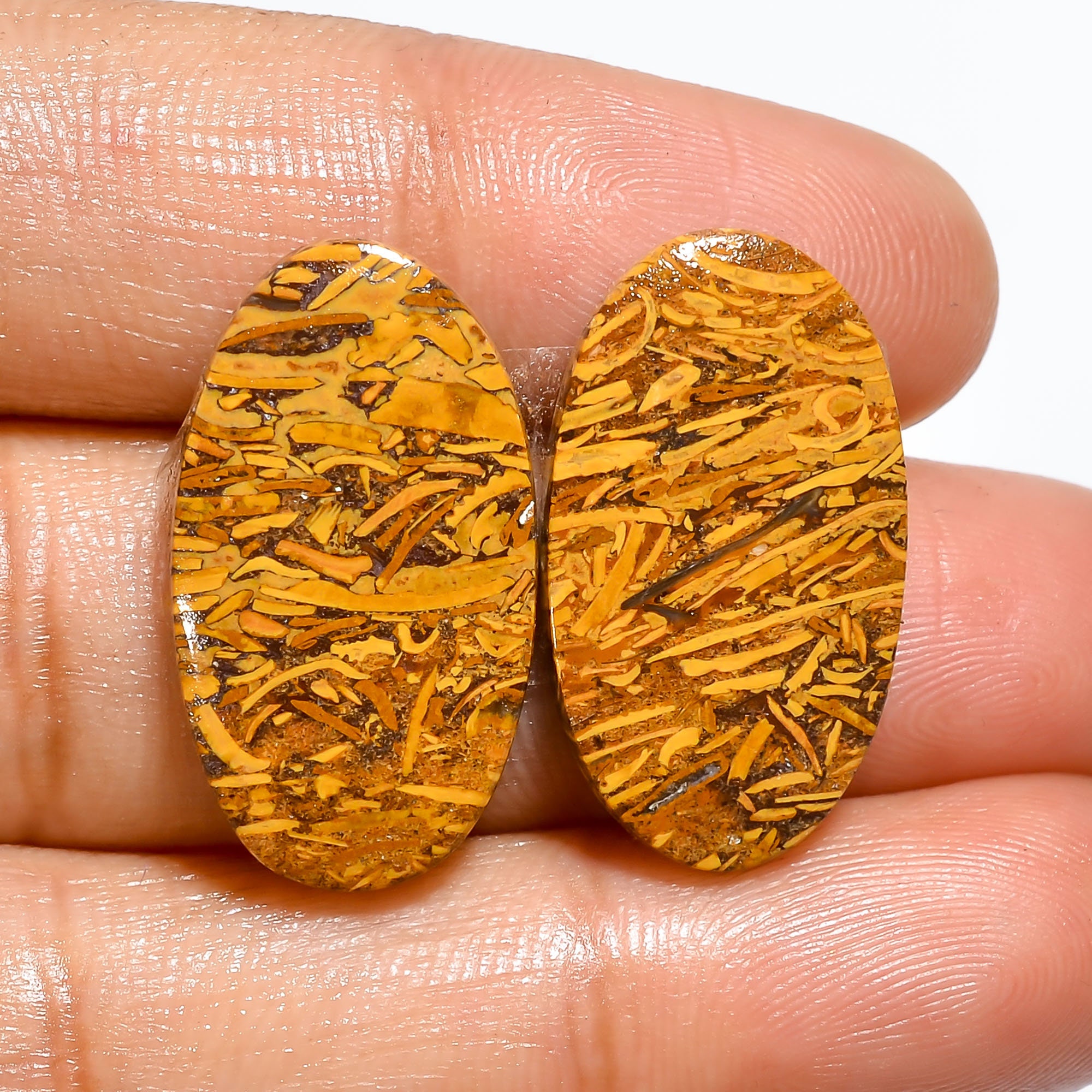 22X14X4mm AA1251 Mind Blowing A One Quality 100% Natural Mariam Jasper Fancy Shape Cabochon Loose Gemstone Pair For Making Earrings 19.5 Ct