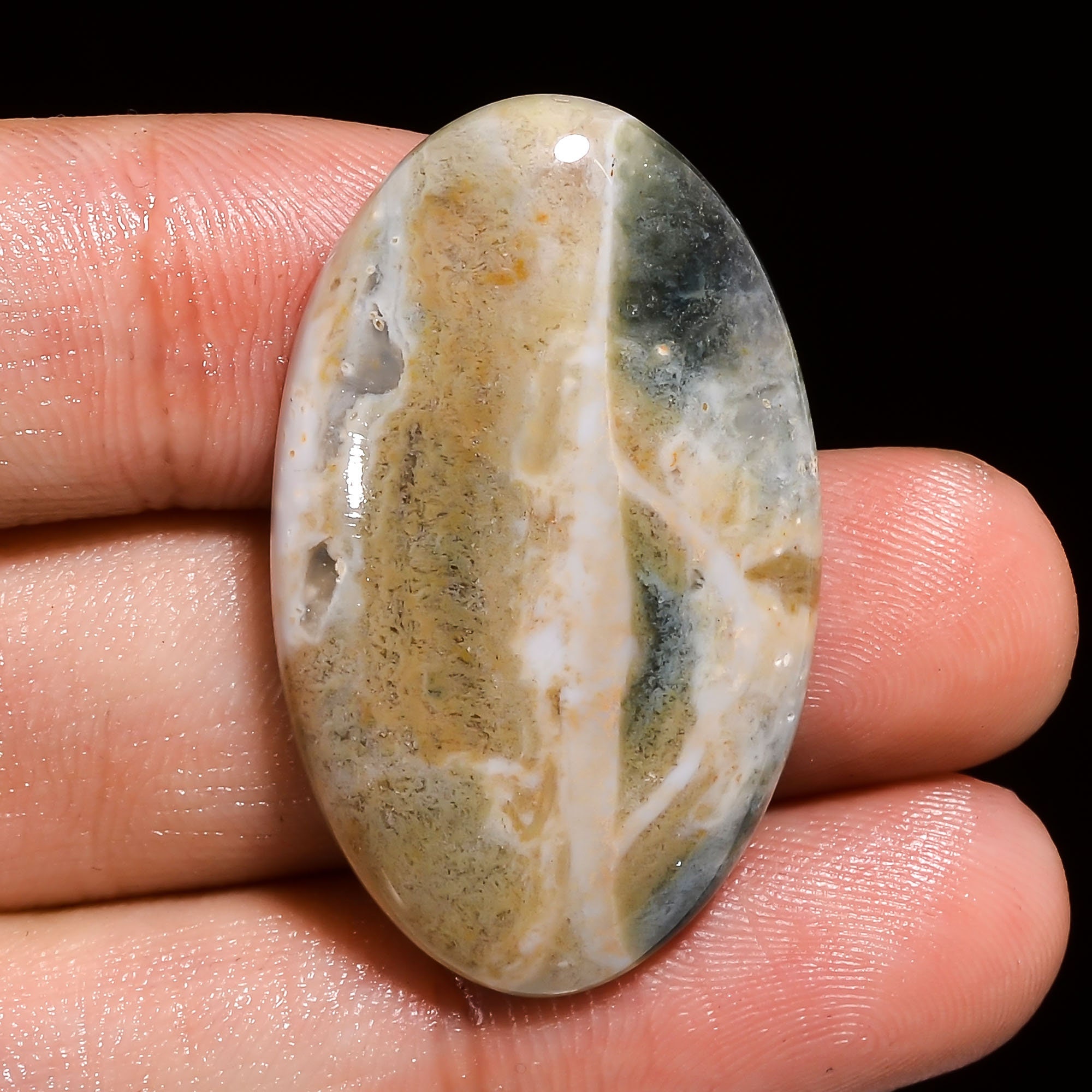 Marvellous Top Grade Quality 100% Natural Ocean Jasper Oval Shape Cabochon Loose Gemstone For Making Jewelry 37.5 Ct 36X22X6 mm K-91