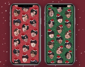 2 BTS Christmas Phone Wallpaper | Digital Instant Download | Lock screen, Mobile Screen Background, iPhone, Android