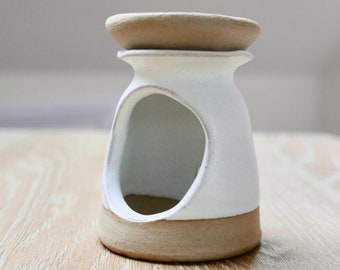 Wax Melt/Oil Burner, Hand Thrown Stoneware, Matt White Glaze