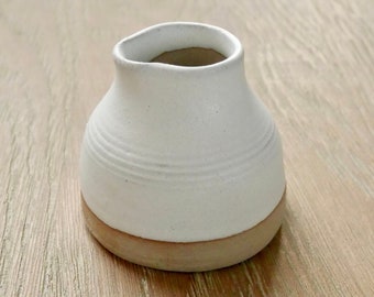 Little Sauce Pot, Jug, Tiny Vase, Hand Thrown Stoneware, Matt White Glaze