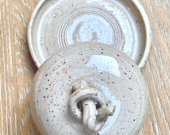 Butter Dish, Hand Thrown Stoneware, Vanilla Speckled Glaze