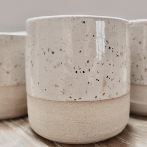 Beaker - Hand-Thrown Stoneware - Coffee Cup - Vanilla Speckled Glaze