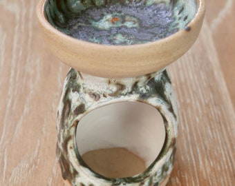 Wax Melt/Oil Burner, Hand Thrown Stoneware, Moonscape Glaze