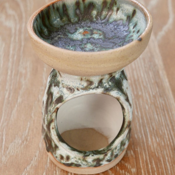 Wax Melt/Oil Burner, Hand Thrown Stoneware, Moonscape Glaze