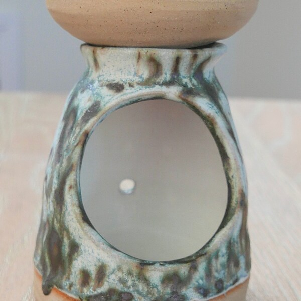 Wax Melt/Oil Burner, Hand Thrown Stoneware, Moonscape Glaze